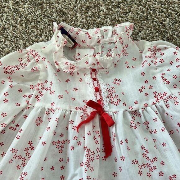 Vintage New York Kids 24M red Floral Ruffle Holiday Dress - Picture 3 of 15